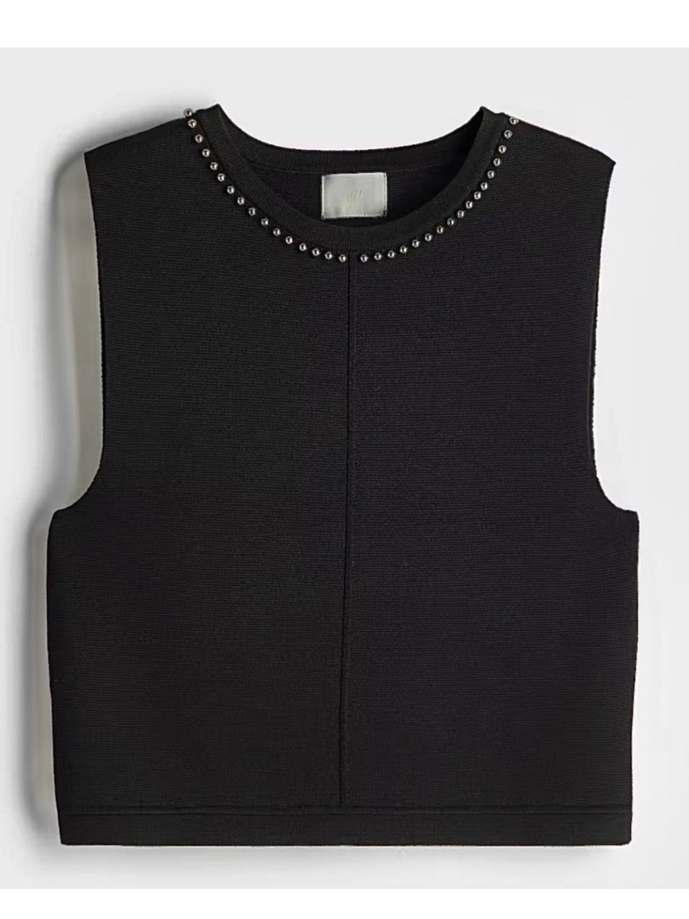 H&M Black Sleeveless Tank with Faux Pearl Neckline
